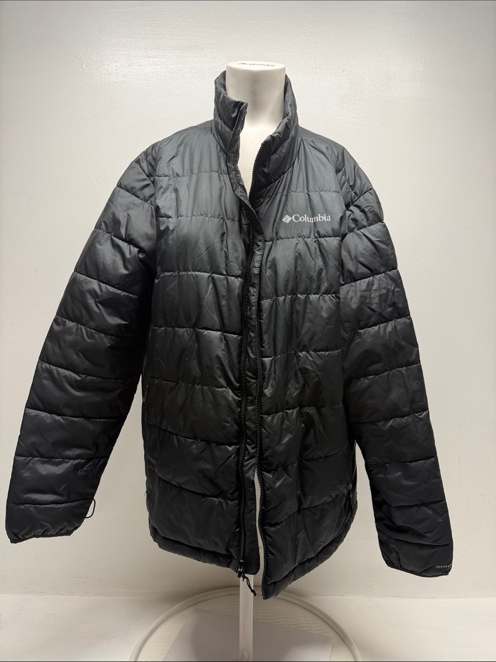 Columbia Puffer Jacket Coat Omni Heat Quilted Lightweight Zip Up Black Large